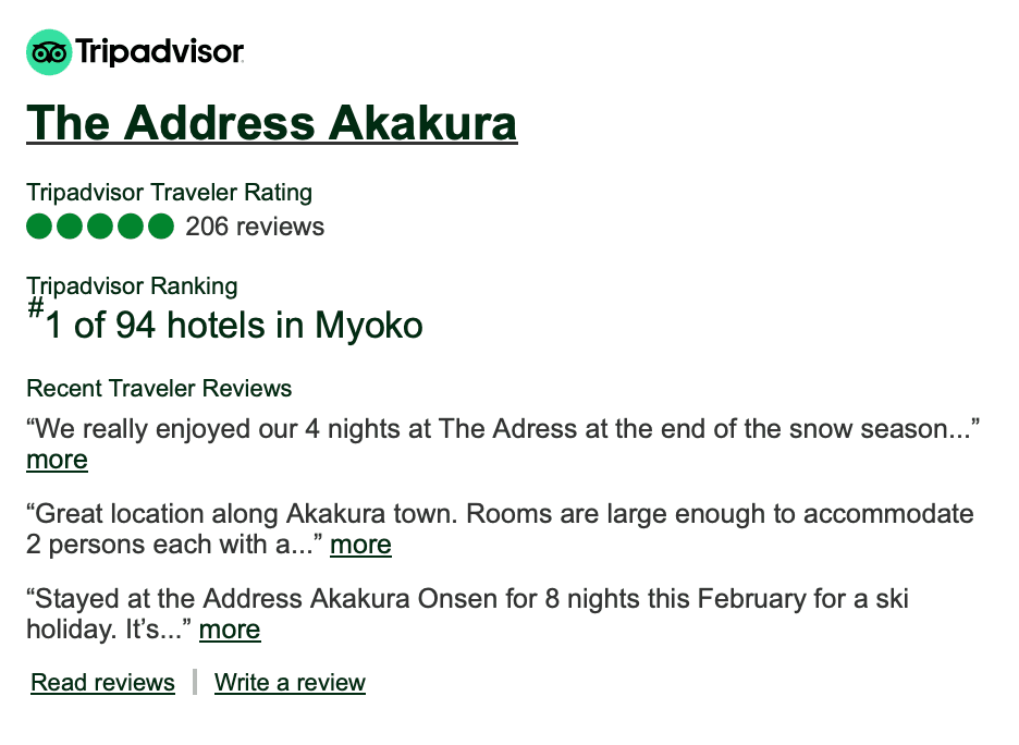 Tripadvisor reviews for The Address Akakura